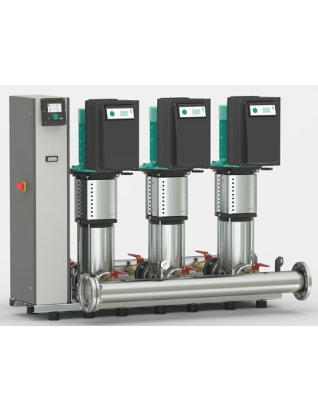 Wilo SiBoost2.0 Smart 3HELIX VE5203 Druckerhöhungsanlage mit ''Smart Controller SCe2.0'', Nr. 3 vertikale Helix 2.0VE Pumpen mit integriertem Frequenzumrichter. Alim. 3~400 V/50-60Hz.
