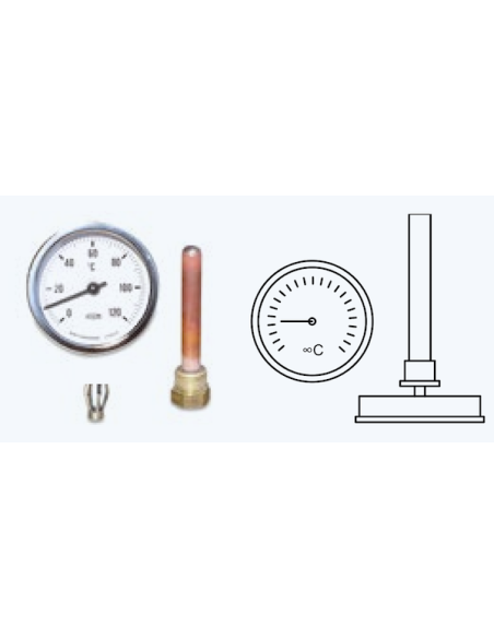 Tml TMC Hot Water Thermometer with 1/2" Pocket L100mm