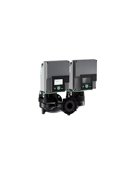 Wilo Stratos GIGA2.0-D 125/1-11/4.0 Twin inline pump with fan-cooled 3~400 V IE5 motor, EC permanent magnet technology for automatic performance control. Complete with pressure sensor. PN16. DN125 flanged ports. Centre distance 620 mm.
